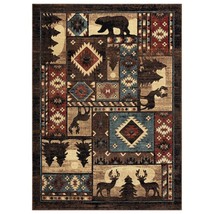 Home Dynamix Buffalo Bear Rustic Area Rug Brown/Red 5&#39;2&quot;x7&#39;2&quot; Rectangular - £56.36 GBP