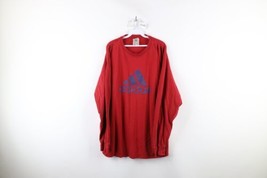 Vintage 90s Adidas Mens XL Distressed Spell Out Big Logo Long Sleeve T-Shirt Red - £31.10 GBP