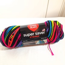 Red Heart yarn Super Saver Neon Stripes #3957  skein bright colors rainb... - $8.00