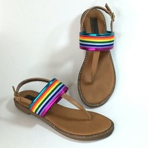 Steve Madden Fashion Rainbow Girls Size 2 Thong Sandal Rhinestones - £12.68 GBP