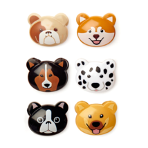 NEW Kikkerland Puppy Dog Chip Bag Clips Set of 6 plastic 1.75 x 1.5 inches - £5.46 GBP