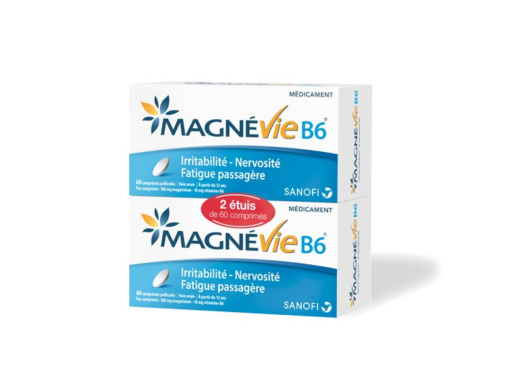 SANOFI Magne B6 2X60 Tablets - Magnesium 100mg/cap + Vitamin B6 10mg/cap EXP2025 - $39.90