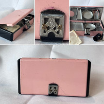 MCM La Fonteyn Compact Carryall Pink &amp; Black Metal Triple Vanity Powder Box - £189.19 GBP
