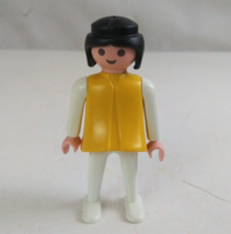 1974 Geobra Playmobile Woman Wearing Yellow &amp; White  2.75&quot; Figure - $7.75
