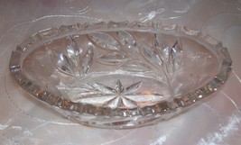 Vintage Crystal Oval Bowl - Star, Leaves, Daisy Pattern 7.5&quot; x 4.25&quot; x 2... - $9.95