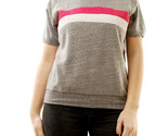 SUNDRY Womens Sweatshirt Short Sleeve Striped Casual Grey Size S - $36.43