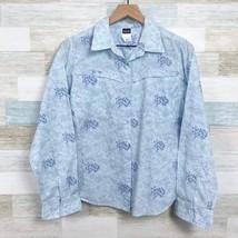 Patagonia Organic Cotton Hiking Shirt Blue Floral Long Sleeve Pockets Womens 10 - £31.64 GBP