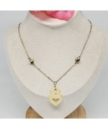 Vintage Carved Beige Pendant Millefiori Beaded Chain Choker Necklace - £19.65 GBP