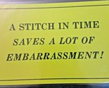 1970s Postcard Vagabond Creations Humor A Stitch In Time Saves Embarassment - $5.01