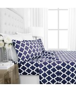 Italian Luxury California King 4 Piece Sheet Bedding Set Pillowcase Navy - $29.35