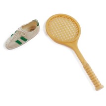 Vintage 1974 Kenner Dusty Doll Green Striped Tennis Champion Shoes &amp; Rac... - £9.43 GBP