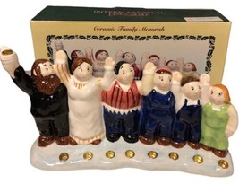 Vintage Judaica Hanukkah Ceramic Dancing Family Menorah New 11” x 7” *read - £54.79 GBP