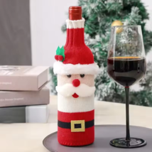 Christmas Wine Bottle Cover Set – Santa Snowman Woven Bag Table Decorati... - $17.48
