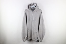 Vintage 90s Adidas Mens 2XL Spell Out Center Logo Hoodie Sweatshirt Gray... - $98.95