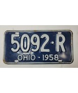  Vintage 1958 Ohio Passenger License Plate  Blue - $21.78