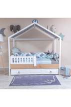 Minibaby Pastel Blue 4-Piece Knitted Montessori Baby Kids Bedding Set - £106.72 GBP