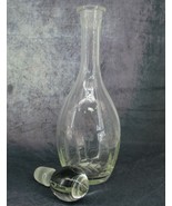15&quot; Vintage Clear Glass Decanter Bottle With Stopper Etched Flowers Bar ... - £23.52 GBP
