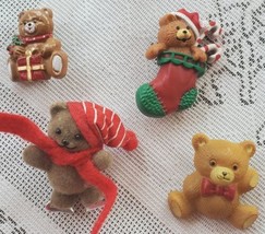 Vintage Lapel Enamel Pin Brooch Lot Christmas Teddy Bears Winter Jewelry Pinback - $13.54