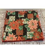 Four Christmas Holiday Cloth Napkins Poinsettia Design 13x 13 In Cotton ... - $11.94