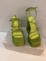 ASOS DESIGN Nutcracker Extreme Platform Heeled Sandals in Green Glitter (5) - $34.72