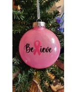 Believe Cancer Ribbon Christmas Ornament Handmade  - £7.96 GBP
