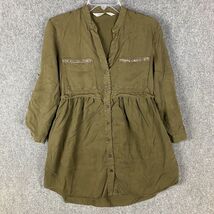 Zara Dress Women&#39;s XS Green Shirt Dress Long Sleeve 100% Lyocell Extra S... - $19.53 CAD