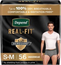 Depend Real Fit Maximum Absorbency Underwear for Men  56 Count  S/M Grey - £41.37 GBP