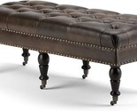 Henley 50 Inch Wide Traditional Rectangle Tufted Ottoman Bench In Distre... - $444.99