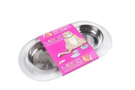 Messy Mutts Cat Double Feeder Silicone Marble - £33.19 GBP