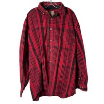 Schmidt Men&#39;s Work Shirt Red Plaid Long Sleeve Black Striped Button Size... - £27.13 GBP