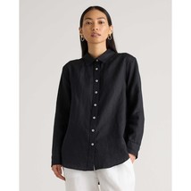 Quince Womens 100% European Linen Long Sleeve Shirt Button Down Black S - $26.96