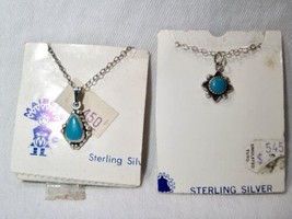 Vintage Navajo Sterling Silver Maisels Turquoise Necklaces - Lot of 2 - K930 - £50.84 GBP