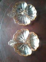 Jeanette Co Iridescent Carnival Glass Marigold Luster Leaf Nut Dishes Set of 2 - £11.99 GBP