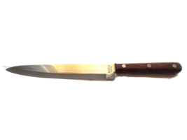 Vtg Stainless Steel Knife R S Wooden Handle 3 Rivets Lion Crest Japan Full Tang - £7.81 GBP