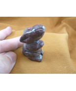 (Y-BUN-ST-563) little pink gray BUNNY RABBIT baby HARE gemstone carving ... - €17,36 EUR