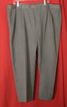 JOSEPH FEISS International Mens Dress Pant 44x26 Short Gray Pleat Cuff Poly Wool - £15.46 GBP