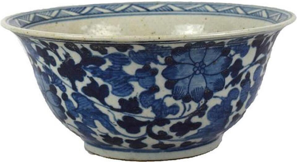 Primary image for Bowl DYNASTY Flower and Vine Floral Ink Blue Ceramic