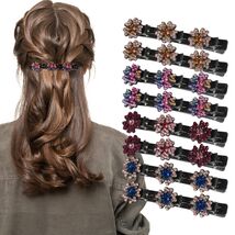 Aukiron 8Pcs Braided Rhinestone Hair Clips Sparkling Crystal B-8PCS - $193.06 MXN