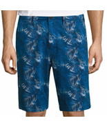 Arizona Men&#39;s Chino Shorts Blue Palms Size 42W Flex 10.25 Inseam NEW - £13.29 GBP
