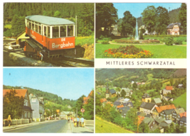 Vtg Postcard-Germany-Mittleres Schwarzatal-Bergbahn-Multi View-Chrome-GER2 - £4.71 GBP