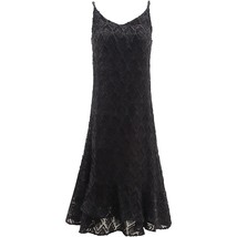 Women&#39;s V-Neck Sleeveless Sling Diamond Black Dress Large - £16.74 GBP