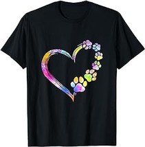 Dog Mom Dad Puppy Love Dogs Paw Print Heart Tie Dye Design T-Shirt - £12.57 GBP+