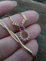 2CT Round Cut Lab Created Red Ruby Diamond Pendant 14K Yellow Gold Plated - £102.80 GBP
