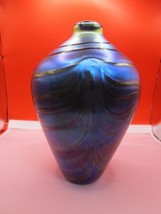 Original Jeff Price Vase Pulled Feather Iridescent 8 3/4 X 5 1/2&quot; - £123.33 GBP