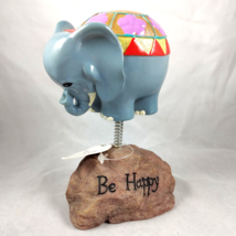 Elephant Floating on Spring Over Rock Says &quot;Be Happy&quot; Gift Idea Joy Balloon - $5.89