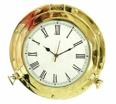  Nautical Brass Porthole Wall Clock Vintage Home &amp; Office Decor - £72.82 GBP