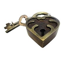 antique brass Padlock with Keys heavy duty Heart Type Pad lock - £39.69 GBP