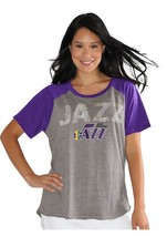 NBA New Orleans Jazz Throwback Conference T-Shirt Womens Plus 1X 2X Heather Grey - £12.10 GBP