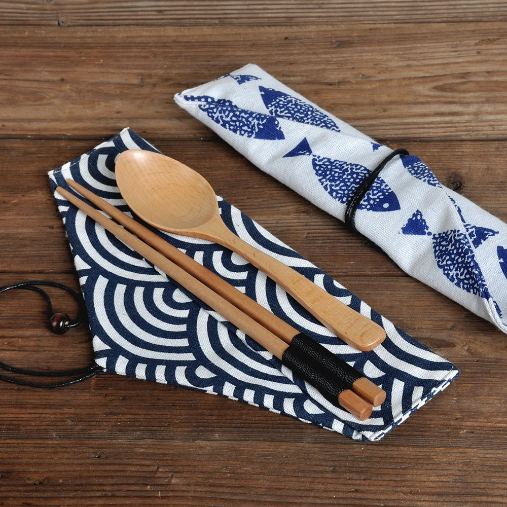 House Home Tie Line Bag Portable Tableware Bag Cotton Linen Spoon Chopsticks Sto - £19.98 GBP