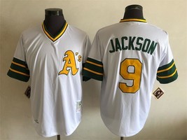 Athletics #9 Reggie Jackson Jersey Old Style Uniform White - £36.05 GBP